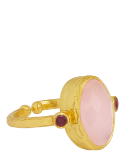 Ottoman Hands Lucia Adjustable Rose Quartz Ring, Gold, Gold