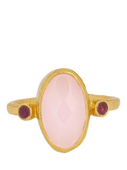 Ottoman Hands Lucia Adjustable Rose Quartz Ring, Gold - view 2, Gold