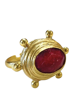 Ottoman Hands Zand Ruby Adjustable Ring, Gold, Gold