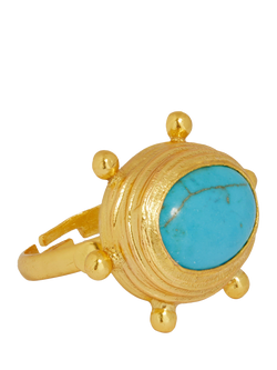 Ottoman Hands Zand Adjustable Turquoise Ring, Gold, Gold