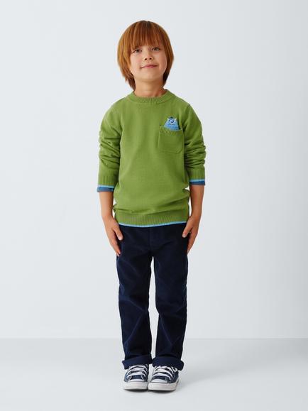 John Lewis Kids' Pocket Monster Jumper, Grasshopper - view 2, Grasshopper