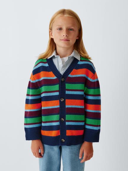 John Lewis Kids' Striped Cardigan, Multi, Multi