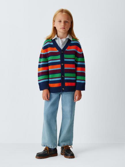 John Lewis Kids' Striped Cardigan, Multi - view 2, Multi