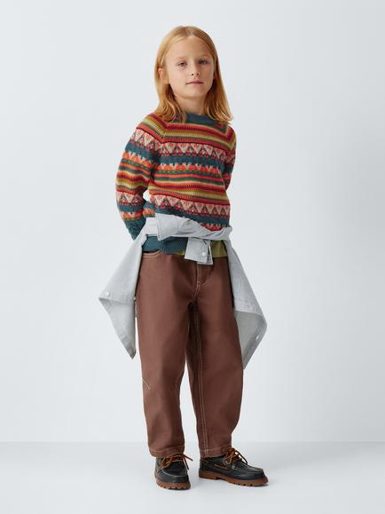 John Lewis Kids' Fair Isle Jumper, Bright Multi - view 2, Bright Multi