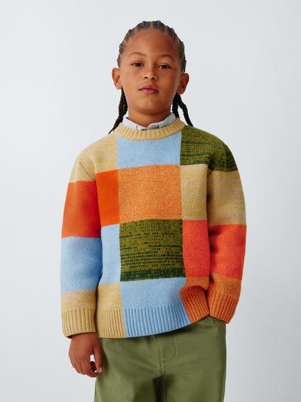 John Lewis Kids' Patchwork Jumper, Multi, Multi