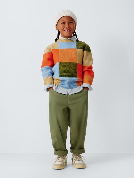 John Lewis Kids' Patchwork Jumper, Multi - view 2, Multi