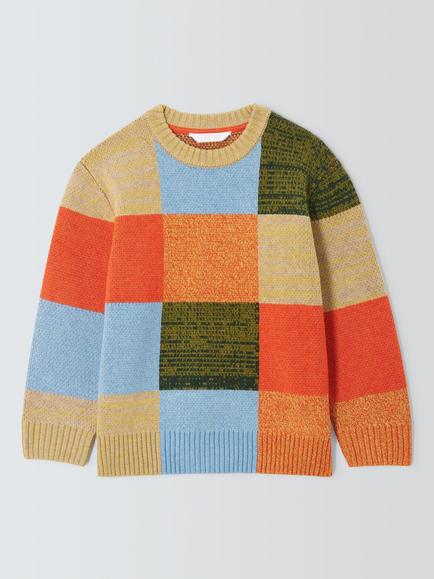John Lewis Kids' Patchwork Jumper, Multi, Multi