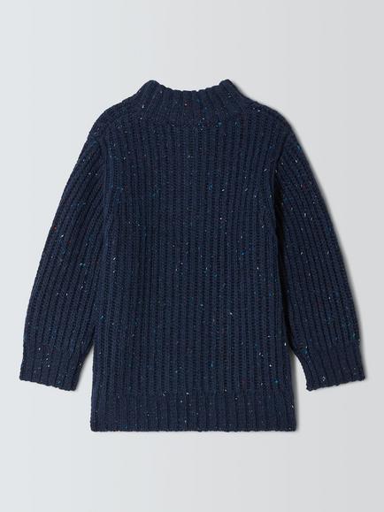 John Lewis Kids' Fleck Half Zip Jumper, Navy - view 2, Navy