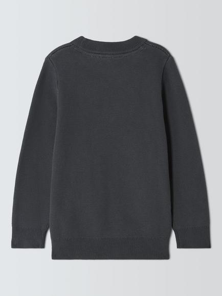 John Lewis Kids' Dino Skeleton Jumper, Charcoal - view 2, Charcoal