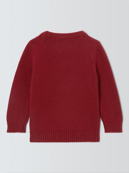 John Lewis Heirloom Collection Kids' Fuzzy Fox Jumper, Cabernet - view 2, Cabernet