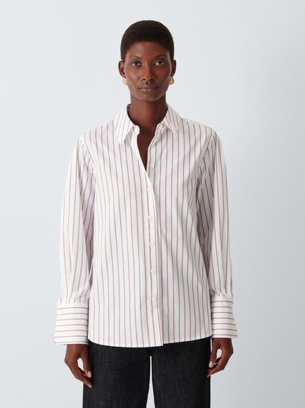 J. Lewis Pure Cotton Striped Shirt, Red/White, Stripe