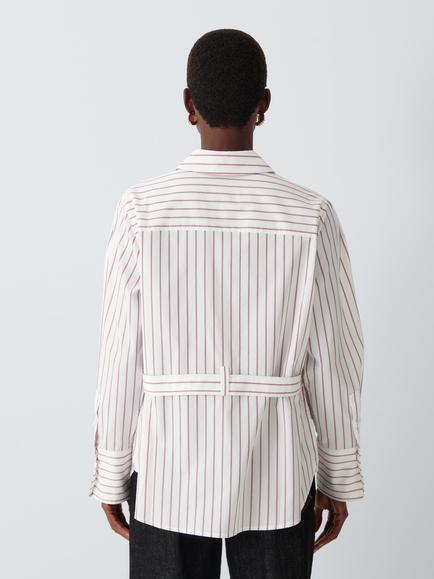 J. Lewis Pure Cotton Striped Shirt, Red/White - view 2, Stripe