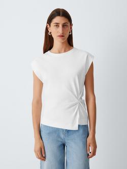 John Lewis Twist Side Sleeveless Cotton Top, White