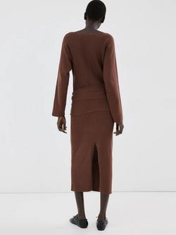 Mango Lexi Pencil Midi Skirt, Chocolate - view 2, Chocolate