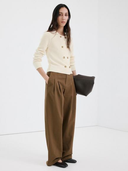 Mango Calella Double Breasted Cardigan, Raw, Raw