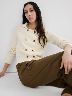 Mango Calella Double Breasted Cardigan, Raw - view 2, Raw