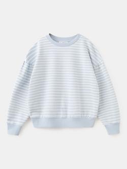 Mango Striped Cotton Sweatshirt, Sky Blue, Sky Blue