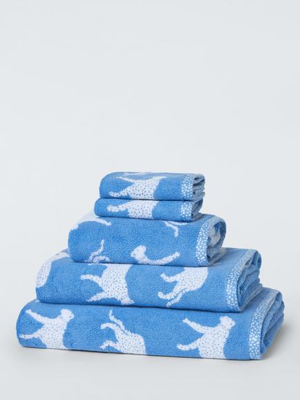 John Lewis Leopard Towels, Cornflower, Cornflower