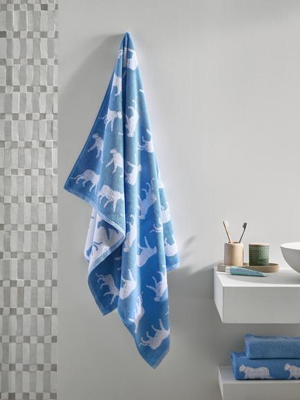 John Lewis Leopard Towels - view 2, Cornflower