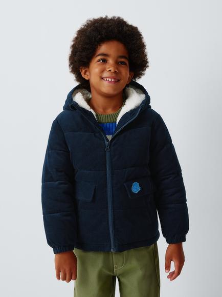 John Lewis Kids' Corduroy Puffer Coat, Navy Blazer, Navy Blazer