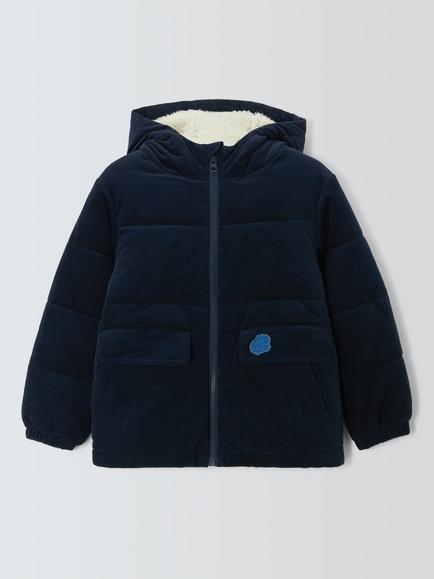 John Lewis Kids' Corduroy Puffer Coat, Navy Blazer, Navy Blazer