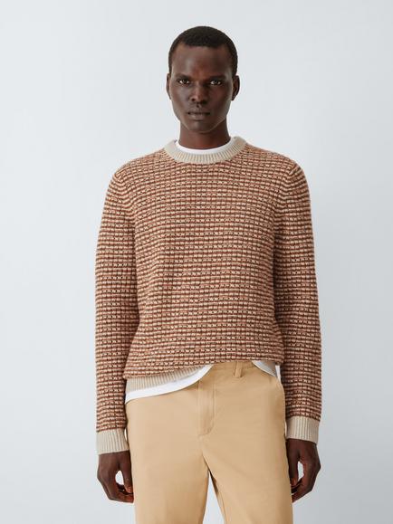 John Lewis Multi Stitch Crew Neck Wool Blend Jumper, Piccante, Piccante