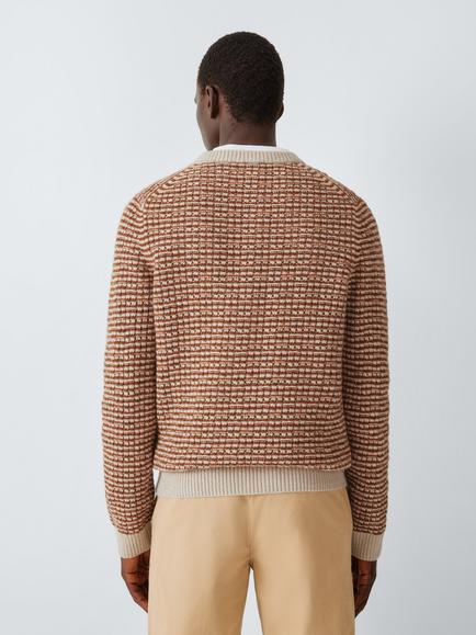 John Lewis Multi Stitch Crew Neck Wool Blend Jumper, Piccante - view 2, Piccante
