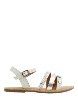 Angels by Accessorize Kids' Metallic Shell Open Toe Sandals, White, White