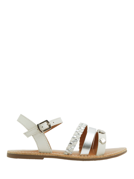 Angels by Accessorize Kids' Metallic Shell Open Toe Sandals, White, White