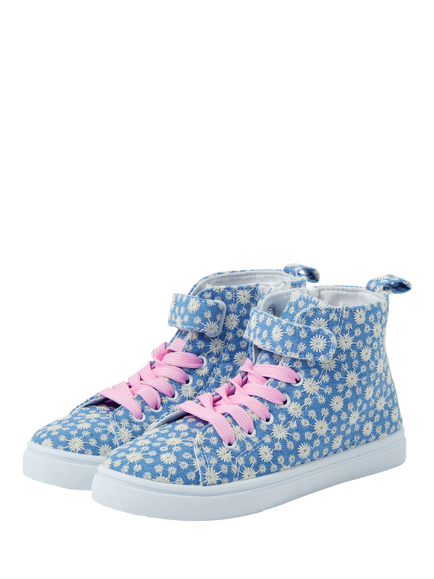 Angels by Accessorize Kids' High Top Daisy Print Trainers, Blue - view 2, Blue