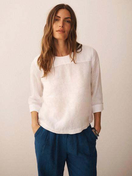 NRBY Julie Pure Linen Top, White