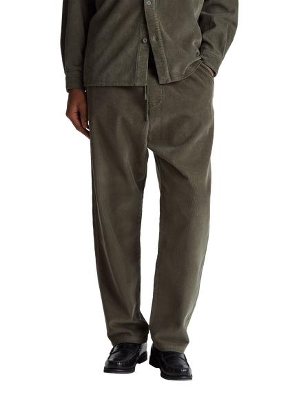 Benetton Straight-Cut Cotton Corduroy Joggers, Green, Green