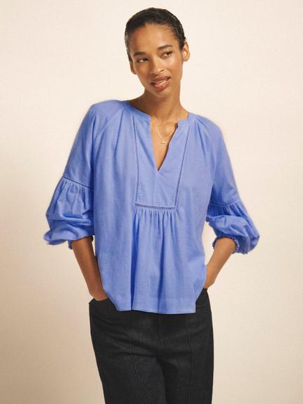 NRBY Jessie V-Neck Shirt, Blue, Blue