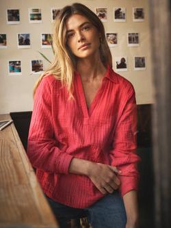 NRBY Perri Double Cloth Cotton Polo Shirt, Red, Red