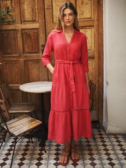 NRBY Addison Double Cloth Cotton Dress, Red