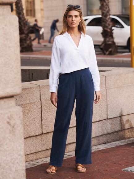 NRBY Thea Cotton Trousers, Navy, Navy