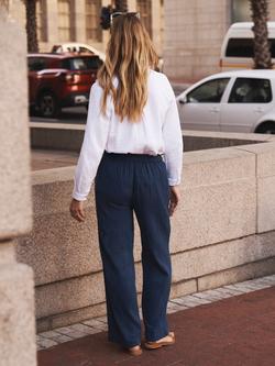 NRBY Thea Cotton Trousers, Navy - view 2, Navy