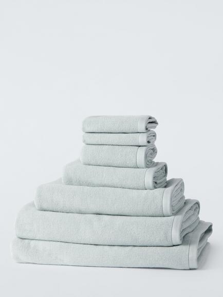 John Lewis Pure Cotton Spa Towels, Pale Duck Egg