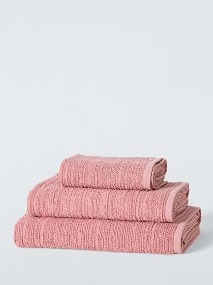 John Lewis Woven Textured Towels, Old Rose