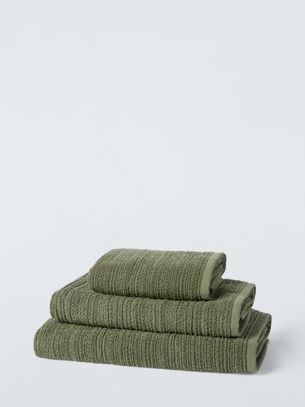 John Lewis Woven Textured Towels, Avocado