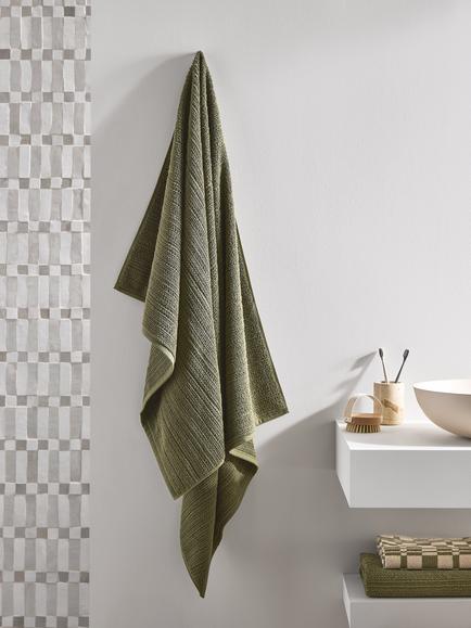 John Lewis Woven Textured Towels - view 2, Avocado