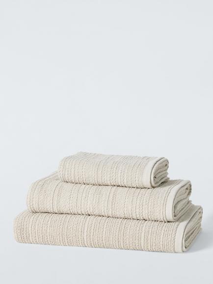 John Lewis Woven Textured Towels, Natural