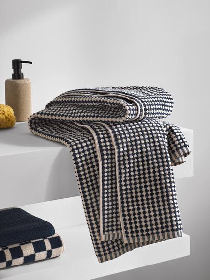 John Lewis Mini Textured Check Towels - view 2, Midnight
