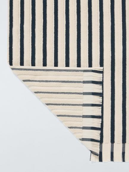 John Lewis Striped Fringed Towels - view 2, Midnight