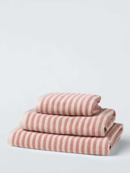 John Lewis Fine Stripe Towels, Old Rose