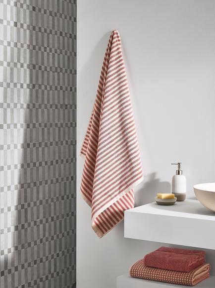John Lewis Fine Stripe Towels - view 2, Old Rose