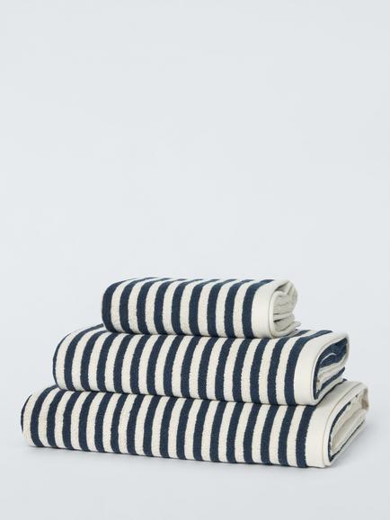 John Lewis Fine Stripe Towels, Midnight