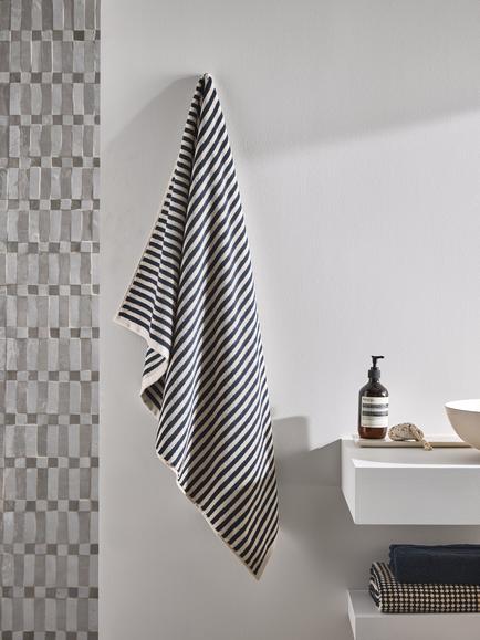 John Lewis Fine Stripe Towels - view 2, Midnight