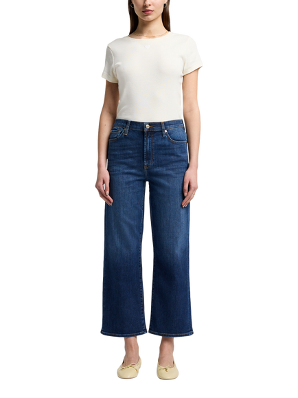7 For All Mankind High Rise Straight Leg Cropped Jeans, High Wave - view 2, High Wave