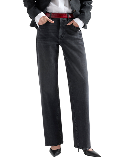 7 For All Mankind Stovepipe High Rise Straight Leg Jeans, Inkstorm, Inkstorm